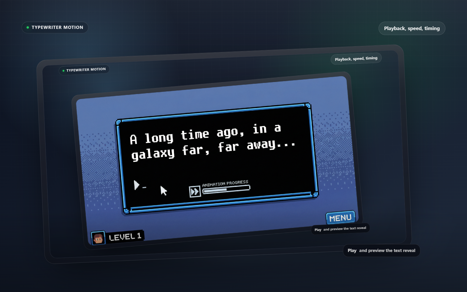 Typing animation preview from the current editor