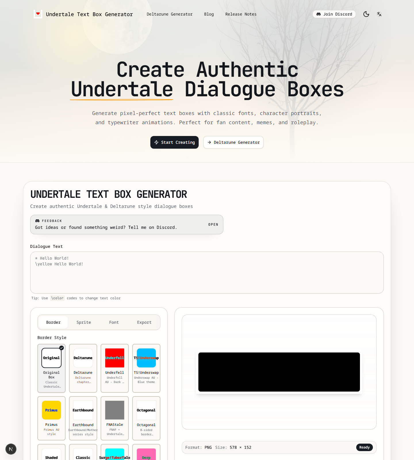 Homepage editor with the dialogue input, tabs, and live preview